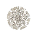 Round macramé table mat with fringed edge in natural off-white – view 2