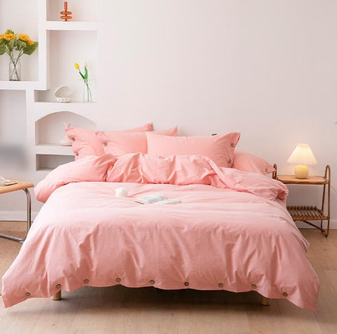 Washed cotton bedding set with button closure – view 7