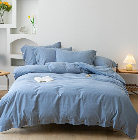 Washed cotton bedding set with button closure – view 5