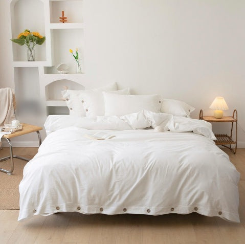 Washed cotton bedding set with button closure – view 2