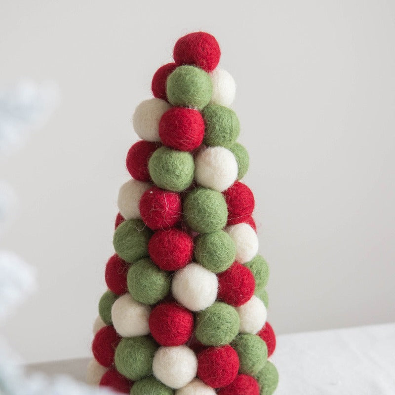 Wool felt ball tabletop Christmas tree, 28 cm