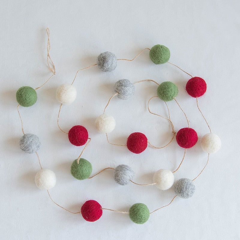 Wool felt ball garland, 180 cm